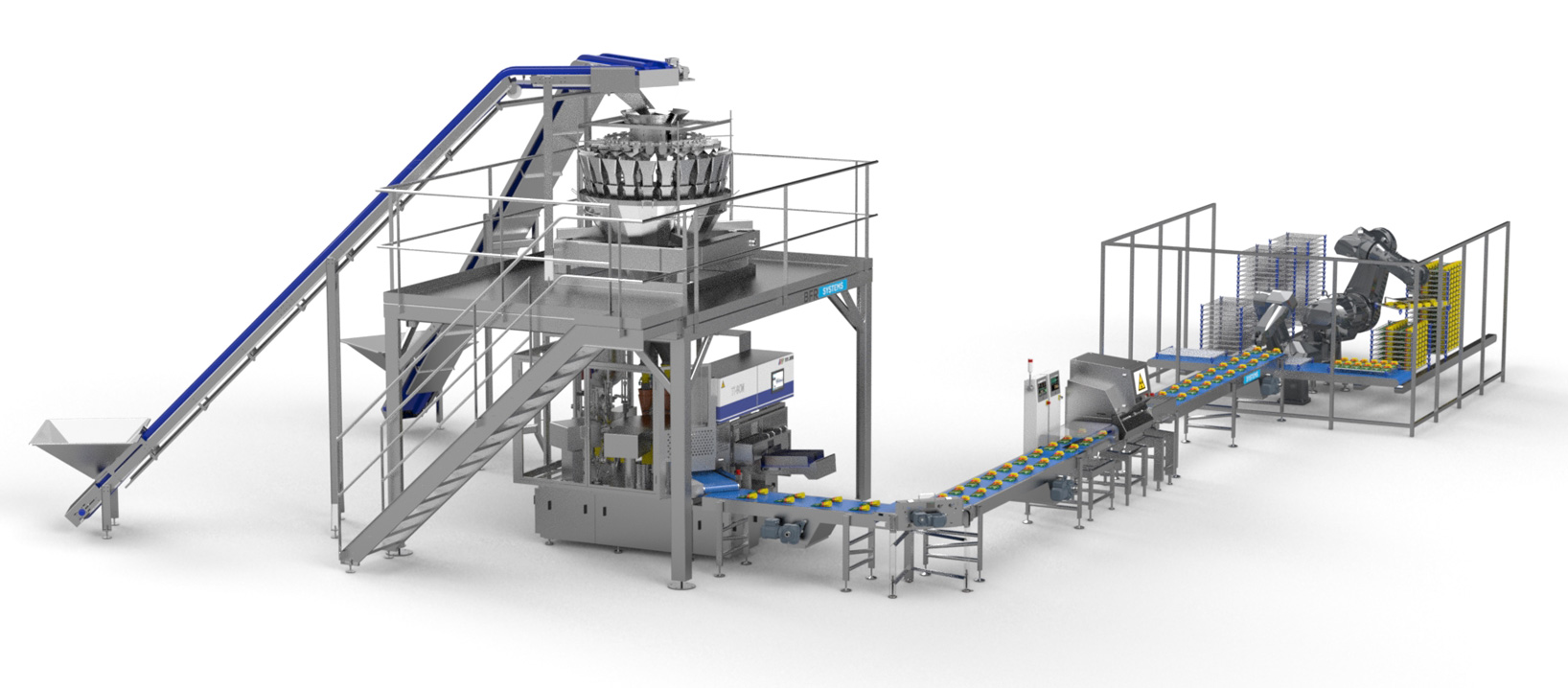food & dairy/PACKING LINE FOR PRE-MADE POUCHES WITH ROBOTIC RACKPACKING LINE FOR PRE-MADE POUCHES WITH ROBOTIC RACK